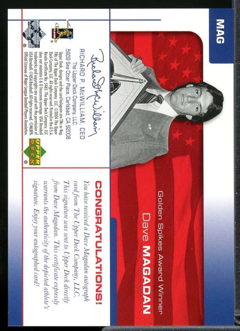 Dave Magadan Card 2004 USA Baseball 25th Anniversary Signatures Blue Ink #MAG  Image 2