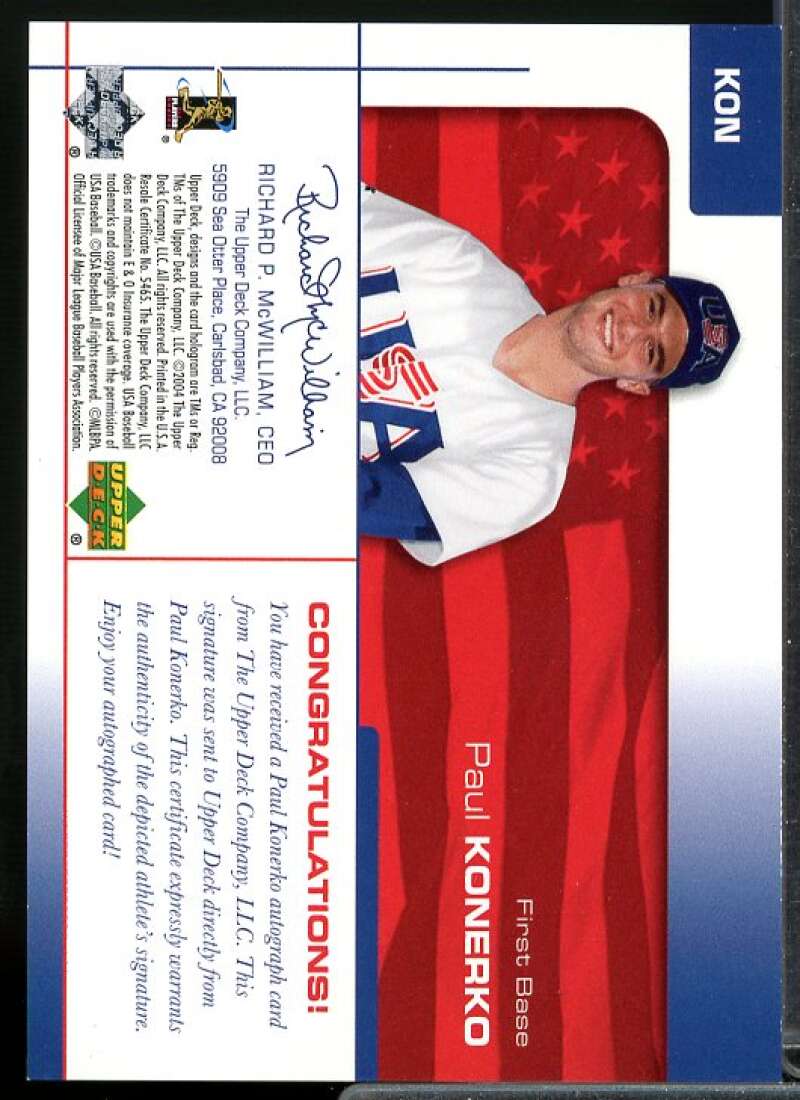 Paul Konerko Card 2004 USA Baseball 25th Anniversary Signatures Black Ink #KON  Image 2