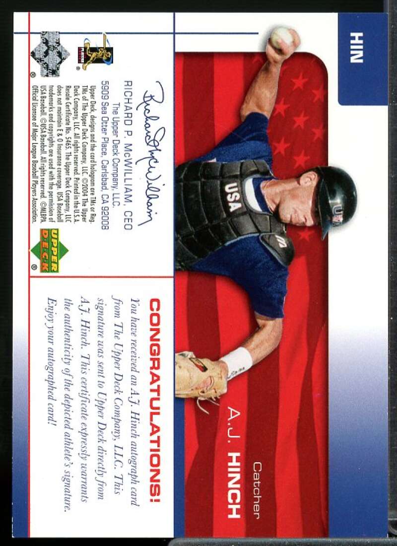 A.J. Hinch Card 2004 USA Baseball 25th Anniversary Signatures Black Ink #HIN  Image 2