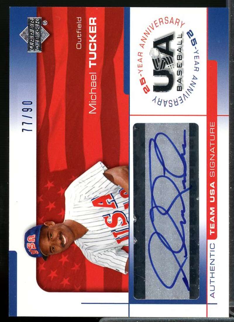 Michael Tucker 2004 USA Baseball 25th Anniversary Signatures Blue Ink #TUCK  Image 1