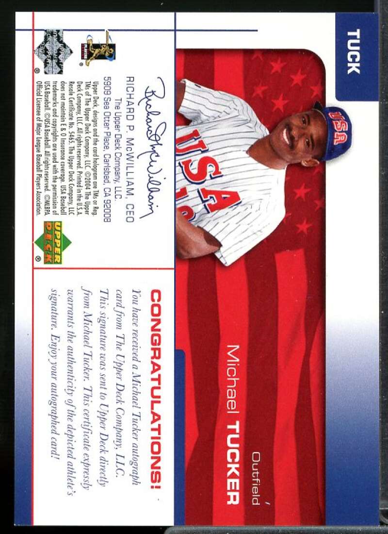 Michael Tucker 2004 USA Baseball 25th Anniversary Signatures Blue Ink #TUCK  Image 2