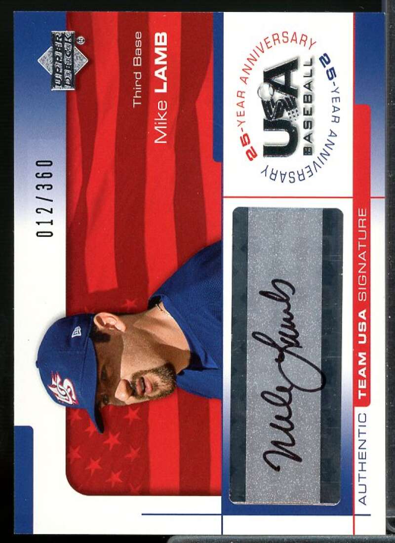 Mike Lamb Card 2004 USA Baseball 25th Anniversary Signatures Black Ink #LAMB  Image 1