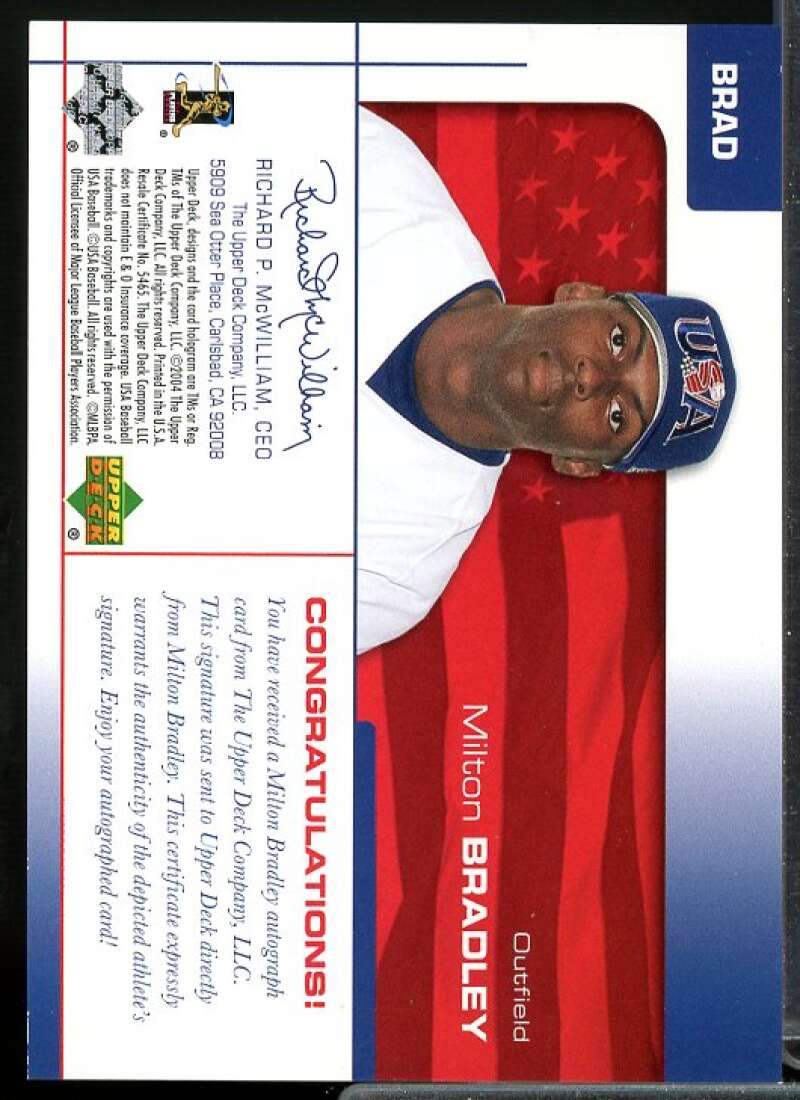 Milton Bradley 2004 USA Baseball 25th Anniversary Signatures Black Ink #BRAD  Image 2