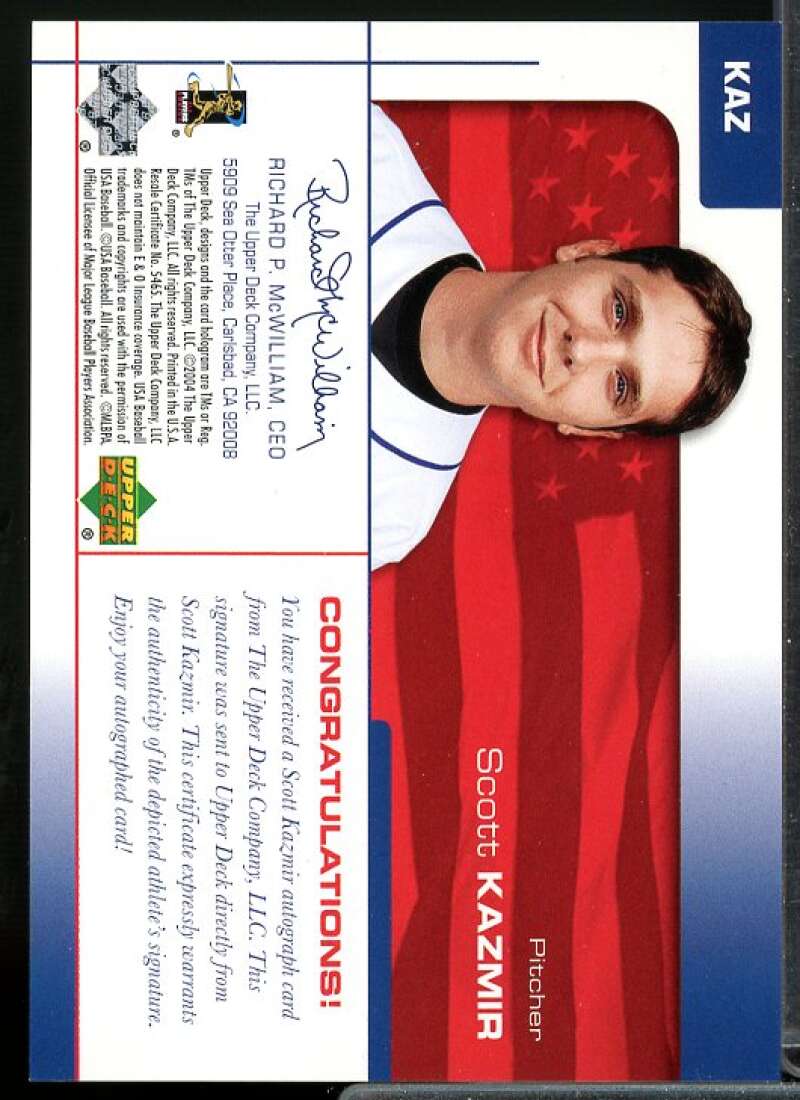Scott Kazmir Card 2004 USA Baseball 25th Anniversary Signatures Black Ink #KAZ  Image 2