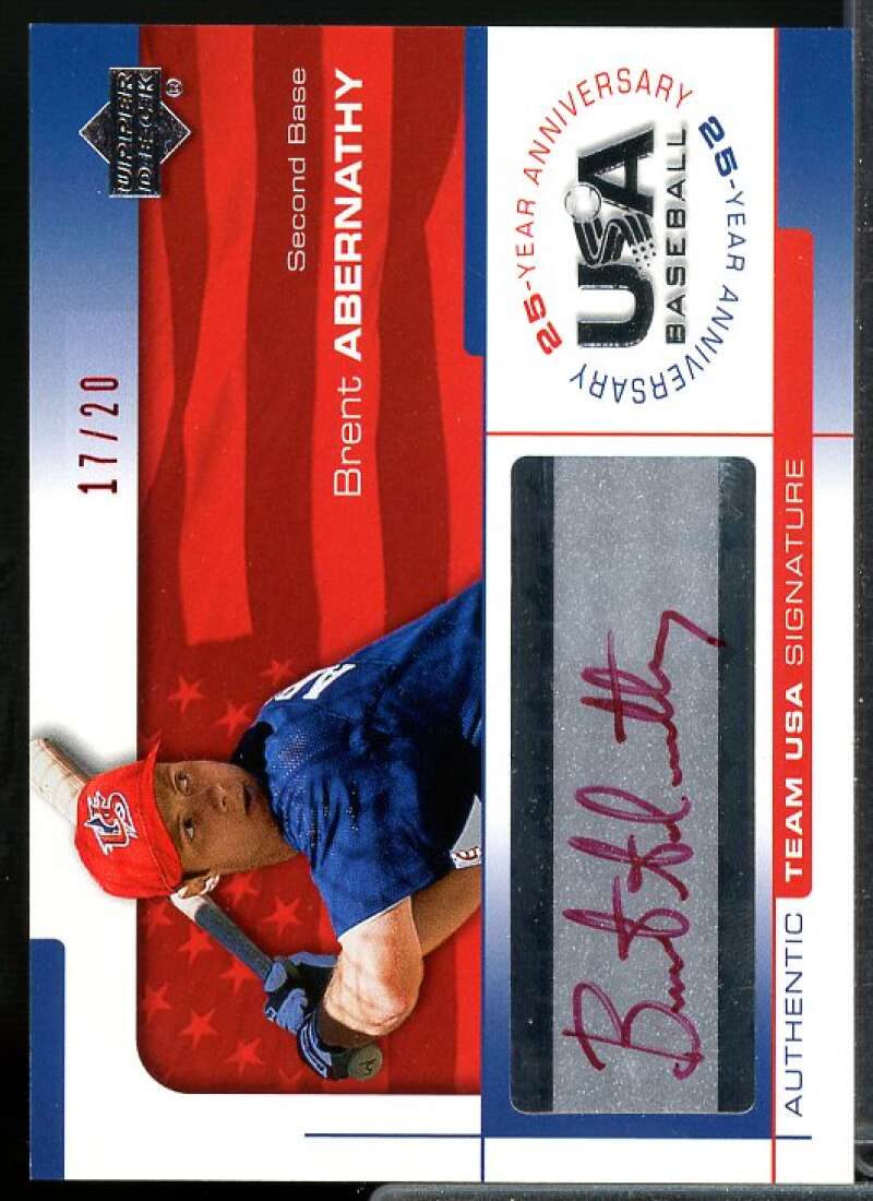 Brent Abernathy Card 2004 USA Baseball 25th Anniversary Signatures Red Ink #ABE  Image 1