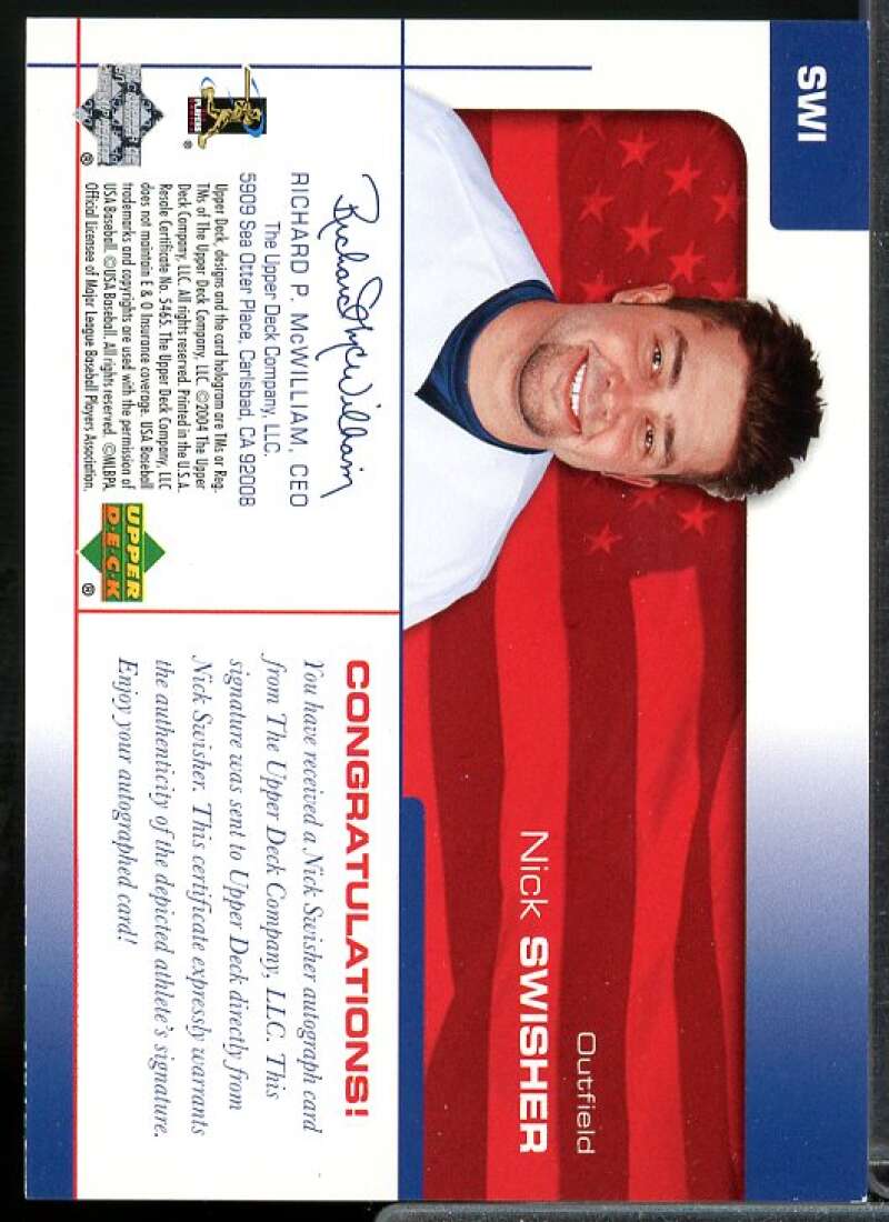 Nick Swisher Card 2004 USA Baseball 25th Anniversary Signatures Black Ink #SWI  Image 2