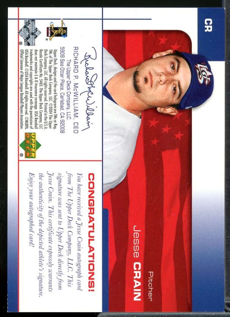 Jesse Crain Card 2004 USA Baseball 25th Anniversary Signatures Blue Ink #CR  Image 2
