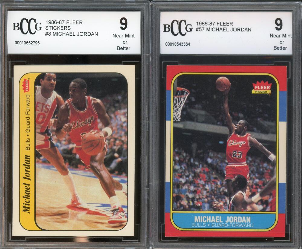 1986-87 Fleer Complete Set 1-132 w/Stickers Michael Jordan Rookie BGS BCCG 9 Image 1