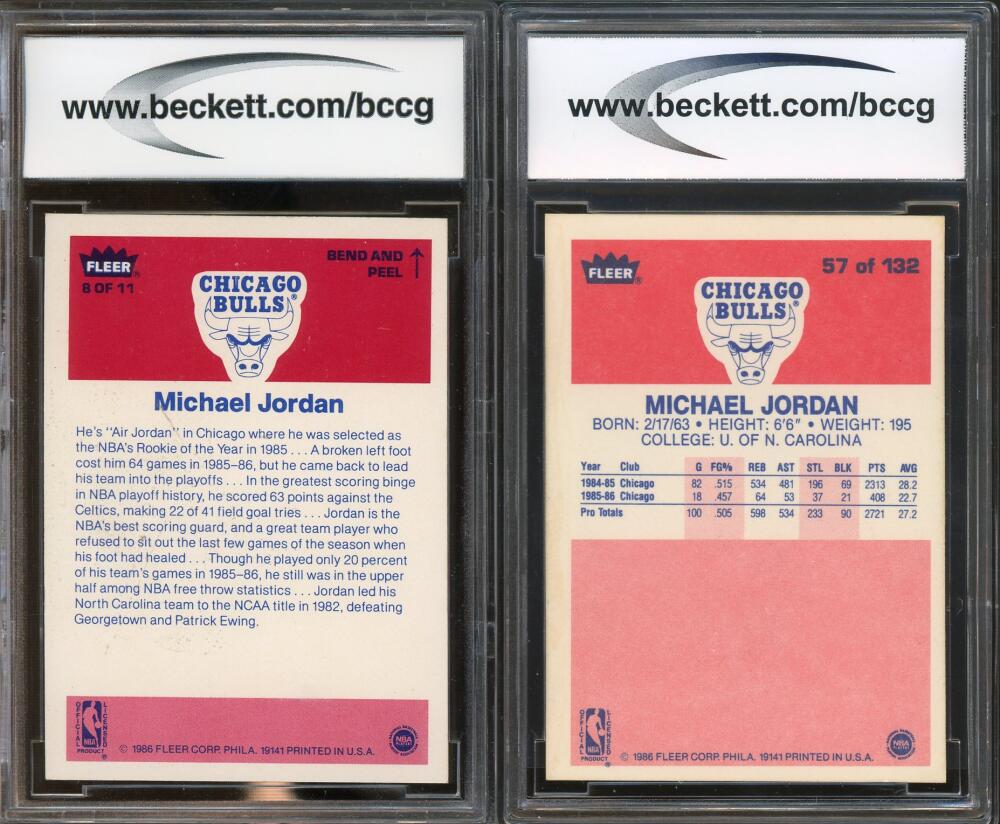 1986-87 Fleer Complete Set 1-132 w/Stickers Michael Jordan Rookie BGS BCCG 9 Image 10