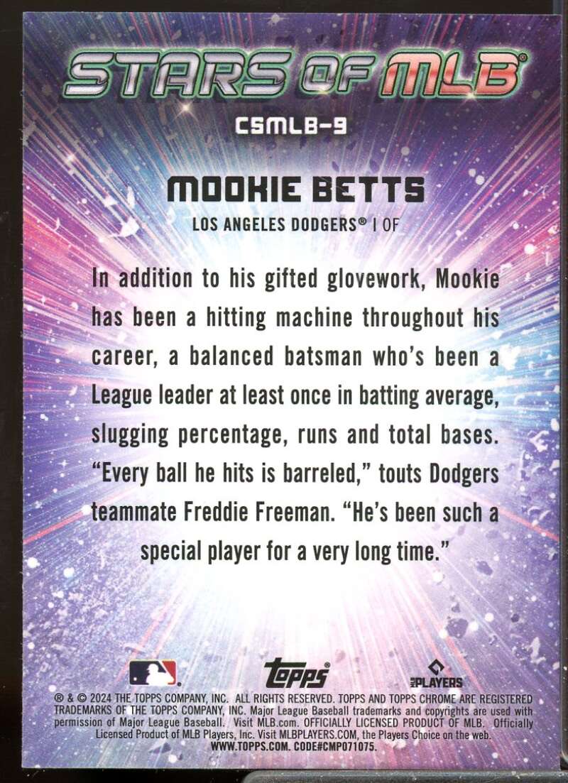 Mookie Betts Card 2024 Topps Stars of MLB Chrome #CSMLB9  Image 2