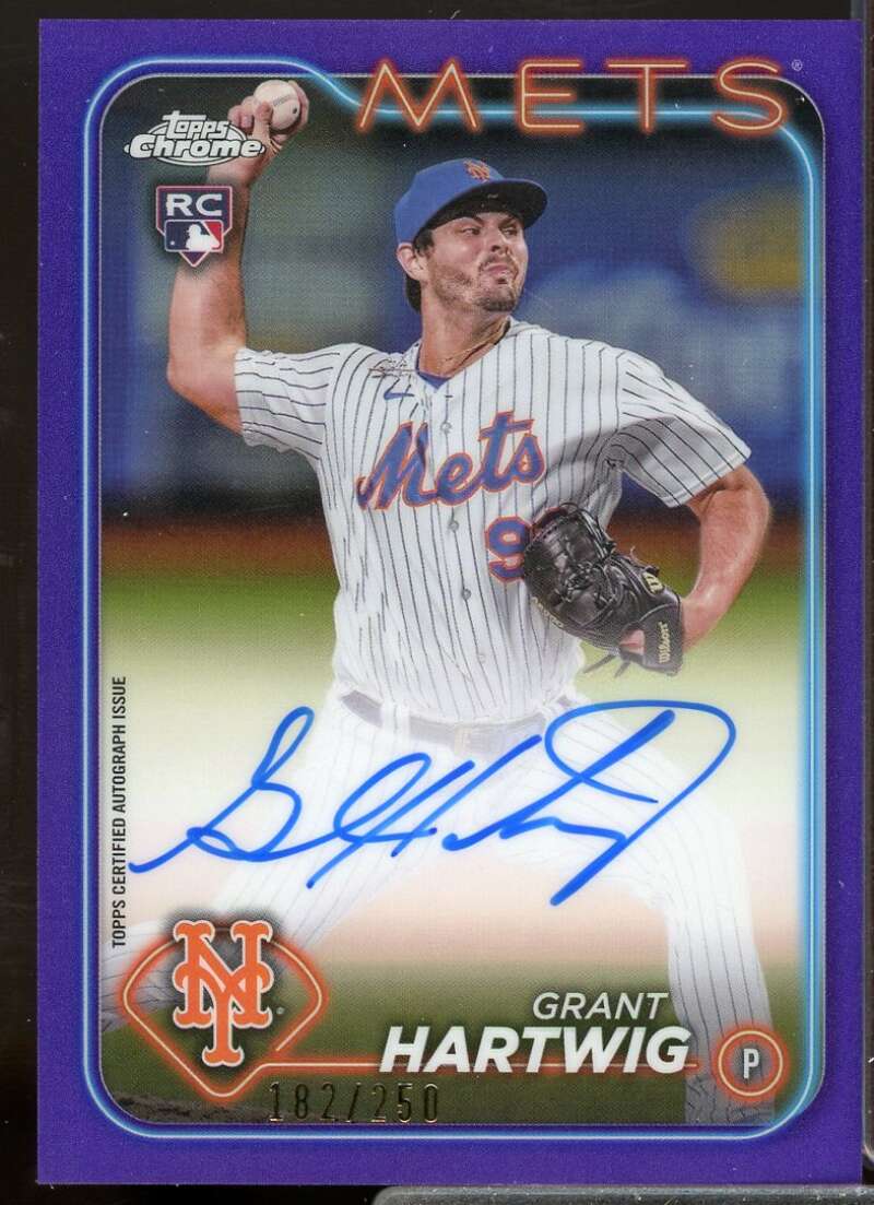 Grant Hartwig Card 2024 Topps Chrome Rookie Autographs Purple Refractors #RAGH  Image 1