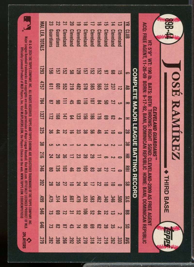 Jose Ramirez Card 2024 Topps '89 Topps Foil #89B44  Image 2