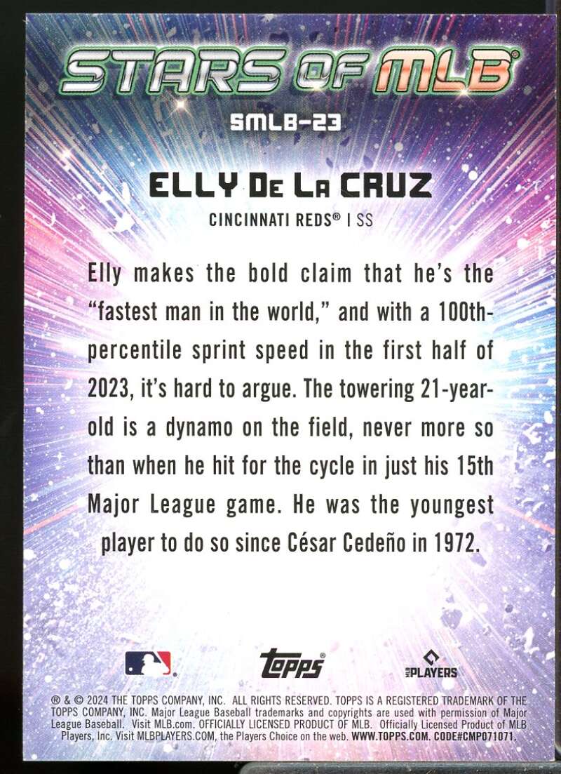Elly De La Cruz Rookie Card 2024 Topps Stars of MLB #SMLB23  Image 2