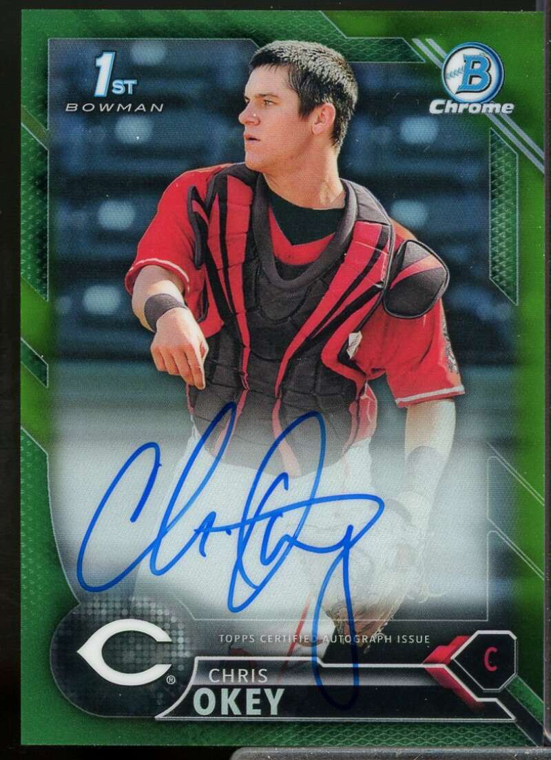 Chris Okey 2016 Bowman Chrome Draft Draft Pick Autographs Green Refractor #CDACO  Image 1