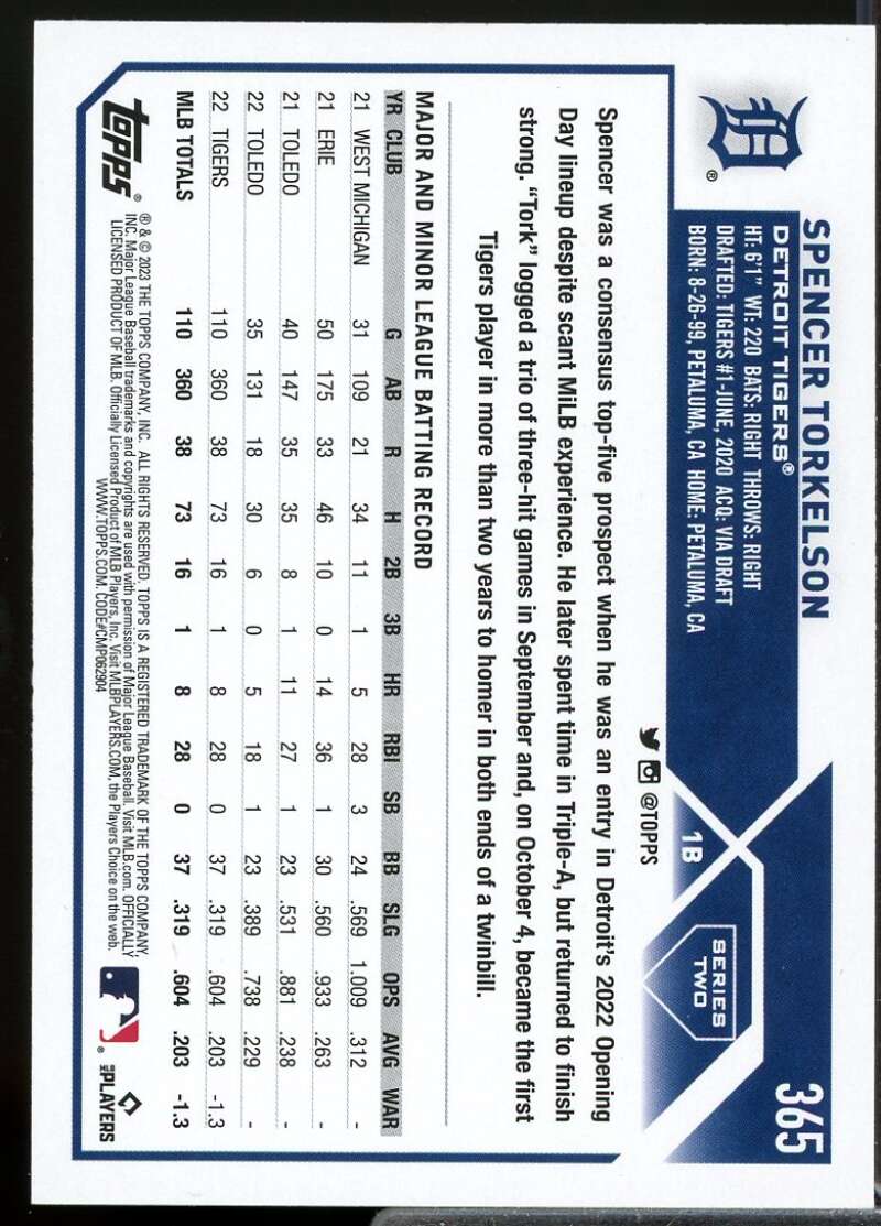 Spencer Torkelson FS Card 2023 Topps #365  Image 2