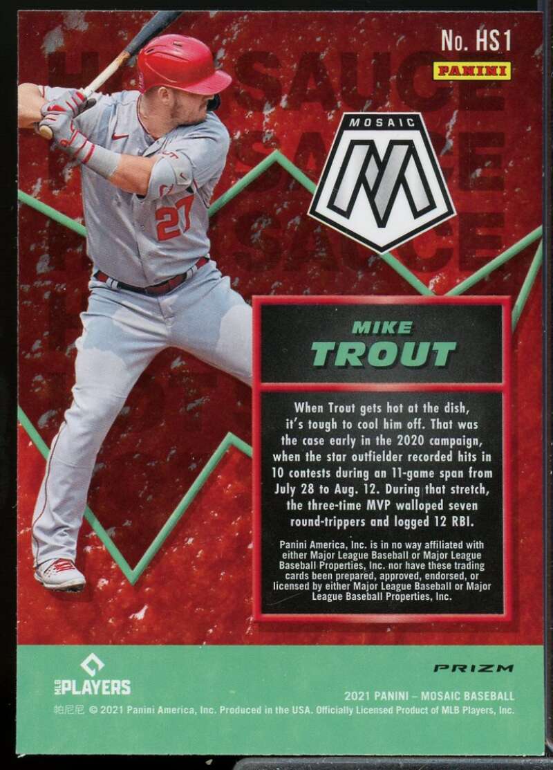 Mike Trout Card 2021 Panini Mosaic Hot Sauce Mosaic #1  Image 2