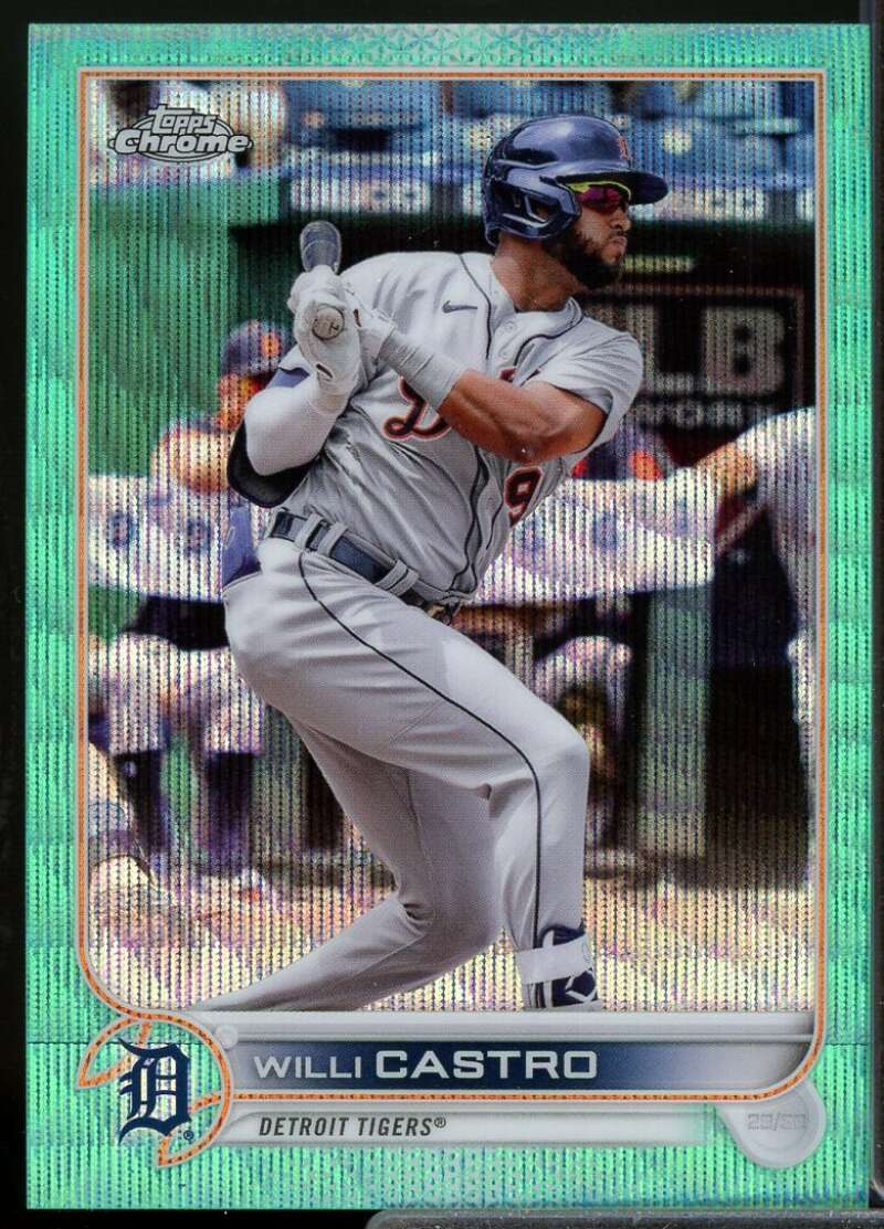 Willi Castro Card 2022 Topps Chrome Aqua Wave Refractors #173  Image 1