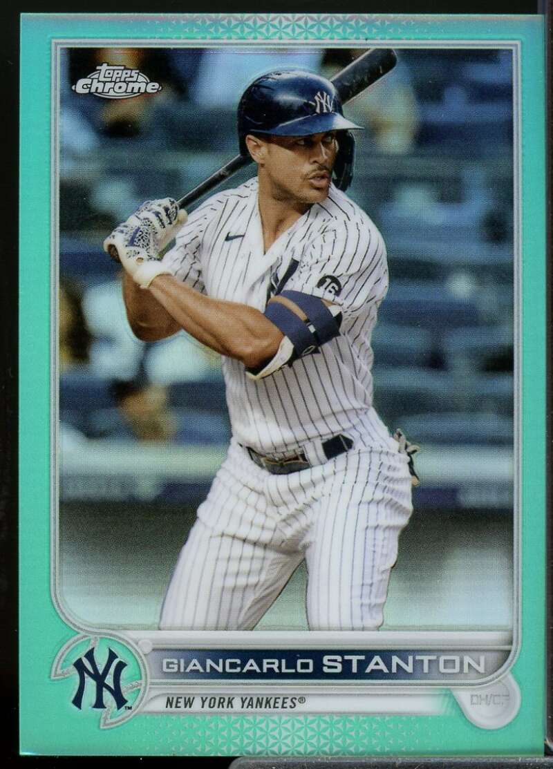 Giancarlo Stanton Card 2022 Topps Chrome Aqua Mini-Diamond Refractors #139  Image 1