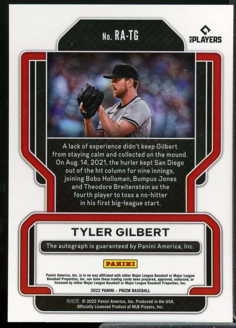 Tyler Gilbert Rookie Card 2022 Panini Prizm Rookie Autographs #65  Image 2