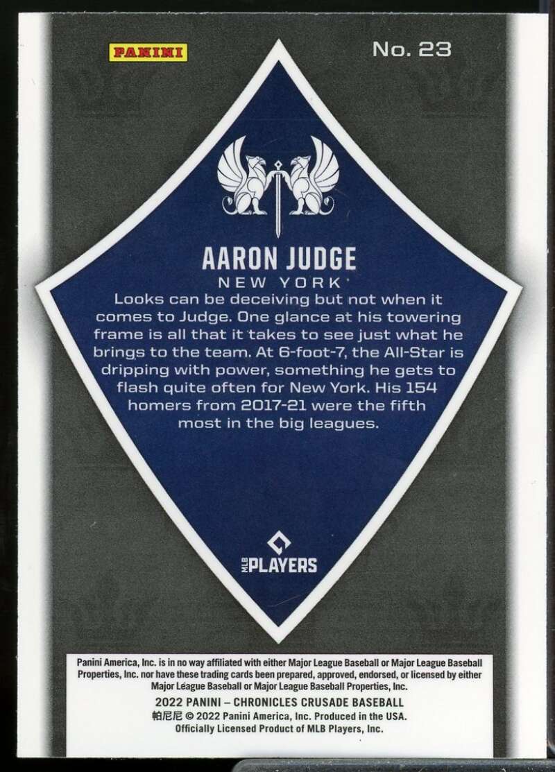 Aaron Judge Card 2022 Panini Chronicles Crusade #23  Image 2