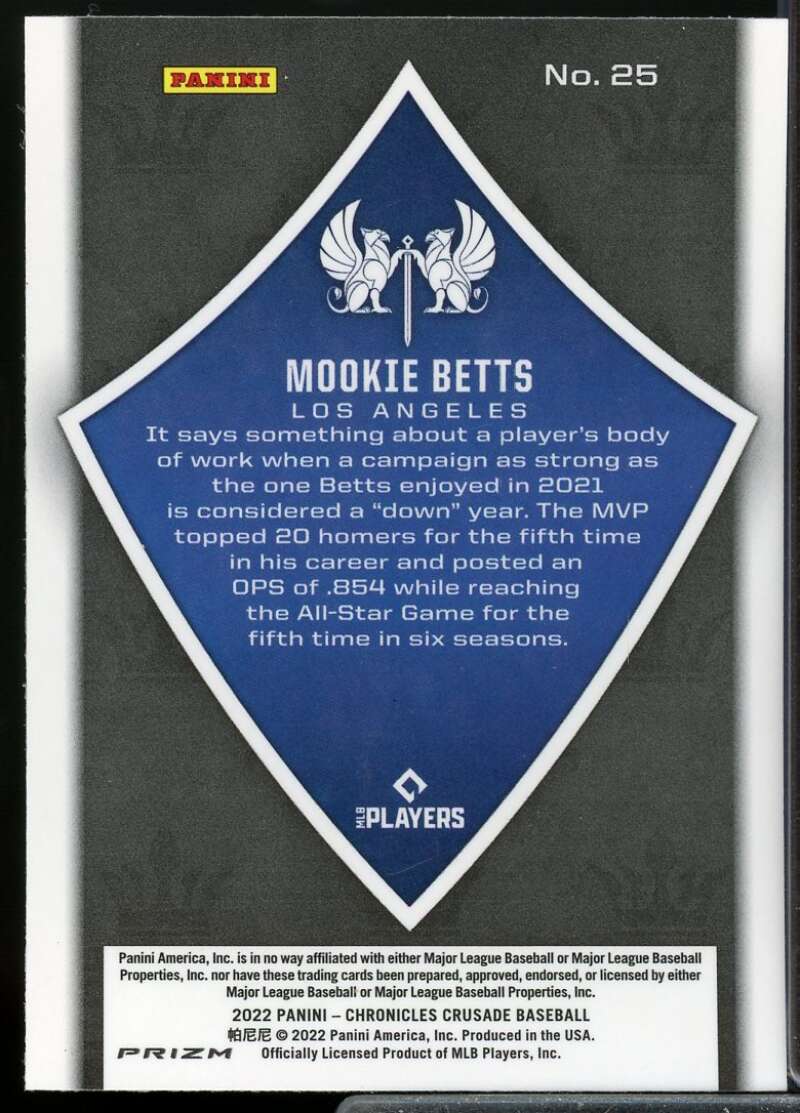Mookie Betts Card 2022 Panini Chronicles Crusade Building Blocks #25  Image 2