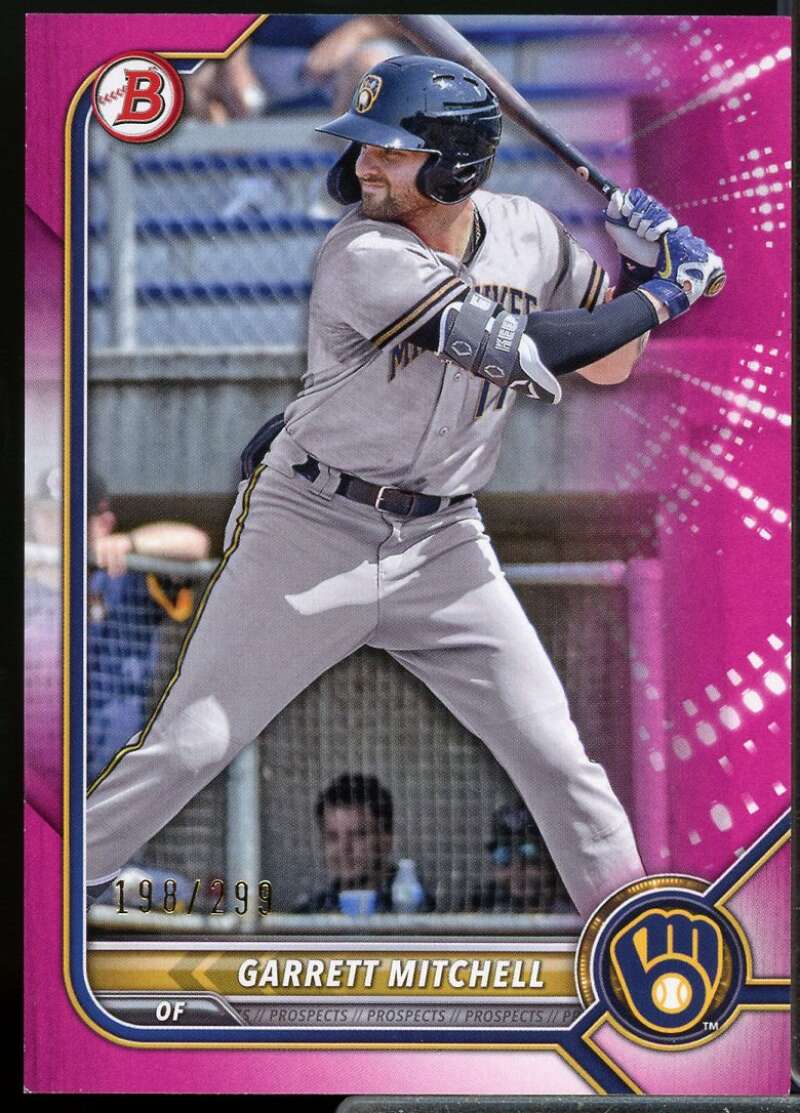 Garrett Mitchell Card 2022 Bowman Prospects Fuchsia #BP132  Image 1