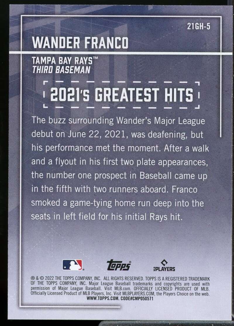 Wander Franco Rookie Card 2022 Topps '21 Greatest Hits #21GH5  Image 2