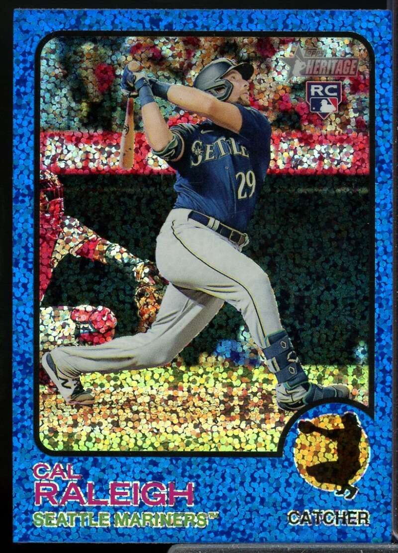 Cal Raleigh Rookie Card 2022 Topps Heritage Chrome Blue Sparkle #367  Image 1