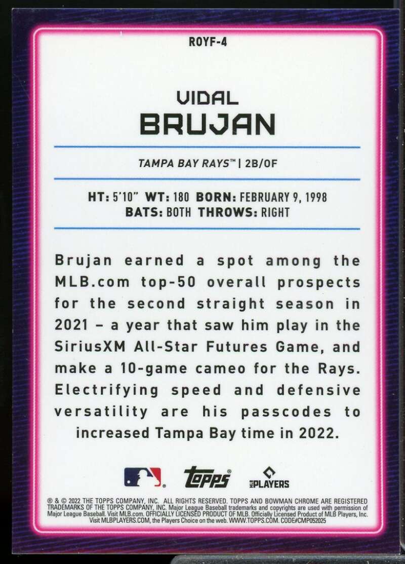 Brujan Rookie Card 2022 Bowman Chrome Mega Box ROY Favorites Pink Ref #ROYF4  Image 2
