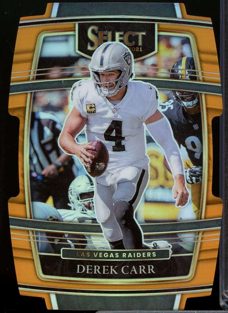 Derek Carr Card 2021 Select Prizm Orange Die Cut #21  Image 1