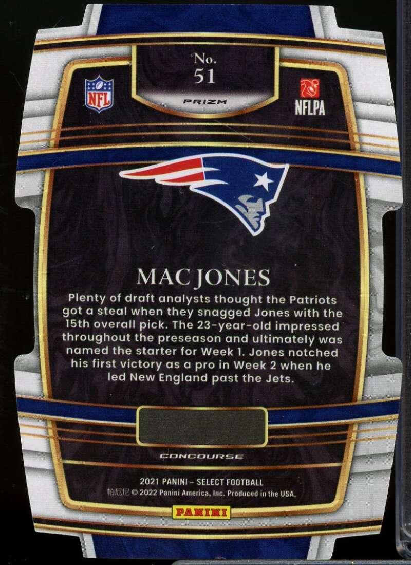 Mac Jones Rookie Card 2021 Select Prizm Silver Die Cut #51  Image 2