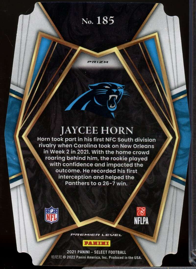 Jaycee Horn Rookie Card 2021 Select Prizm Red and Blue Die Cut #185  Image 2