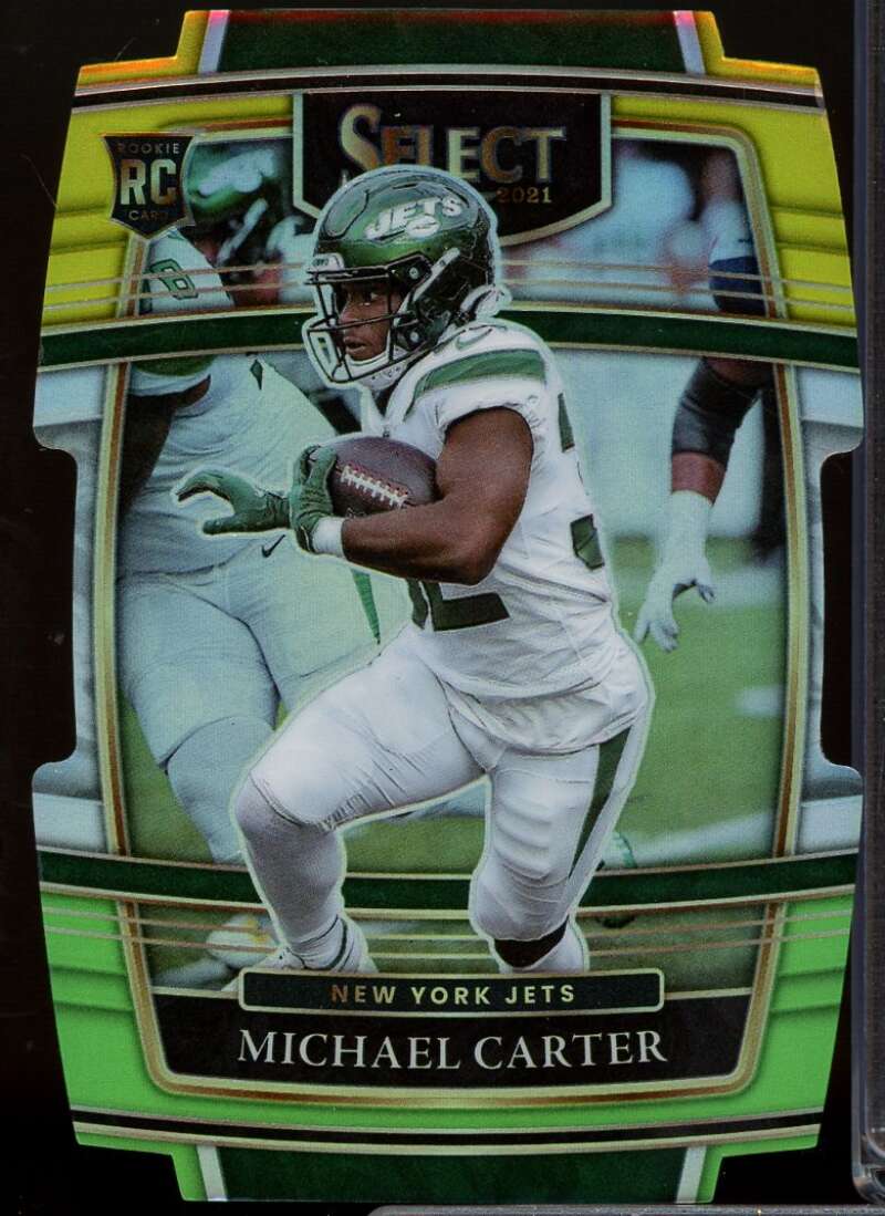 Michael Carter Rookie Card 2021 Select Prizm Green and Yellow Die Cut #71  Image 1