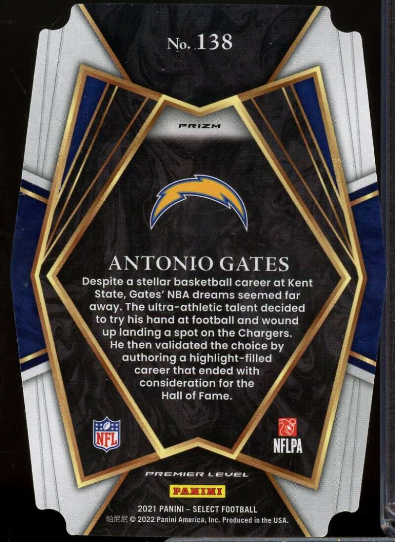 Antonio Gates Card 2021 Select Prizm Red and Yellow Die Cut #138  Image 2
