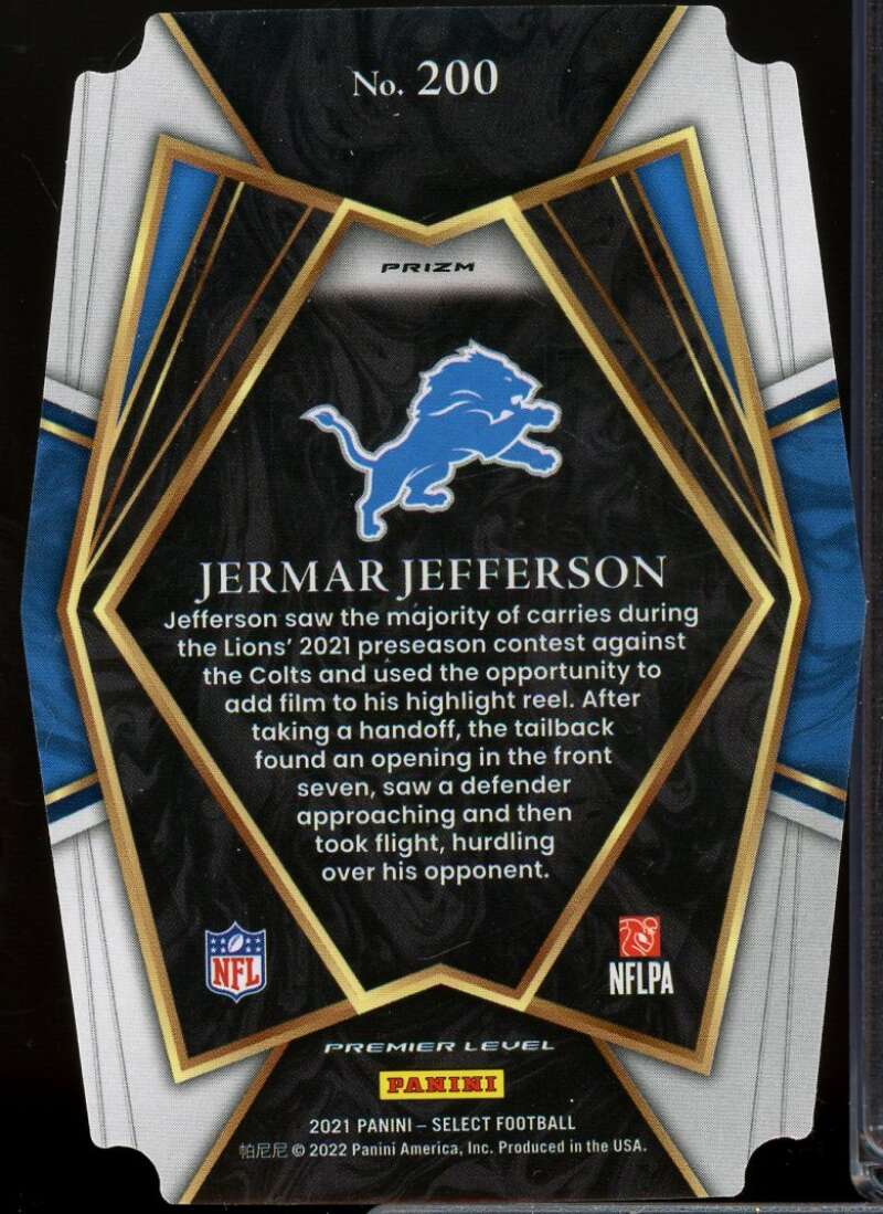 Jermar Jefferson Rookie Card 2021 Select Prizm Green and Yellow Die Cut #200  Image 2