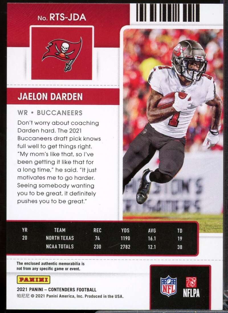 Jaelon Darden Card 2021 Panini Contenders Rookie Ticket Swatches #35  Image 2