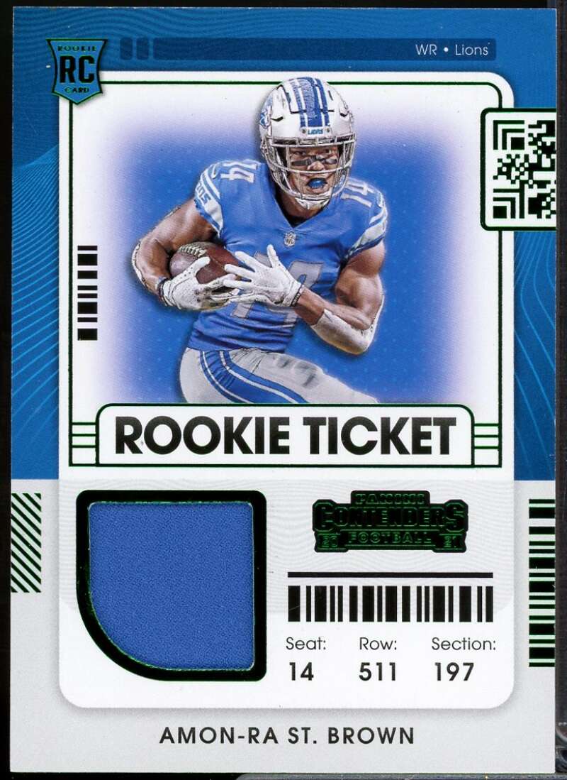 Amon-Ra St. Brown Card 2021 Panini Contenders Rookie Ticket Swatches #31  Image 1