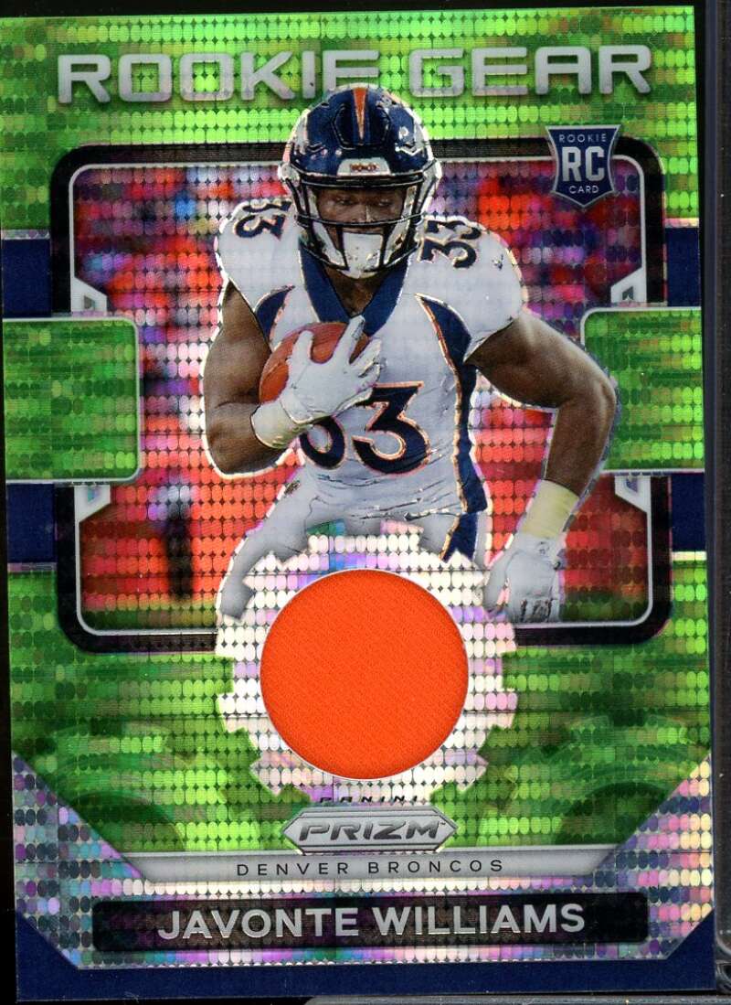 Javonte Williams Card 2021 Panini Prizm Rookie Gear Neon Green Pulsar #15  Image 1