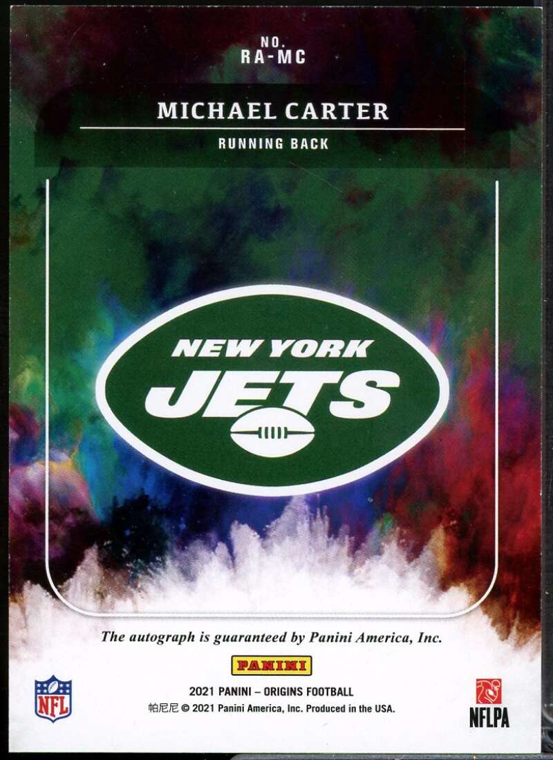 Michael Carter Card 2021 Panini Origins Rookie Autographs #18  Image 2