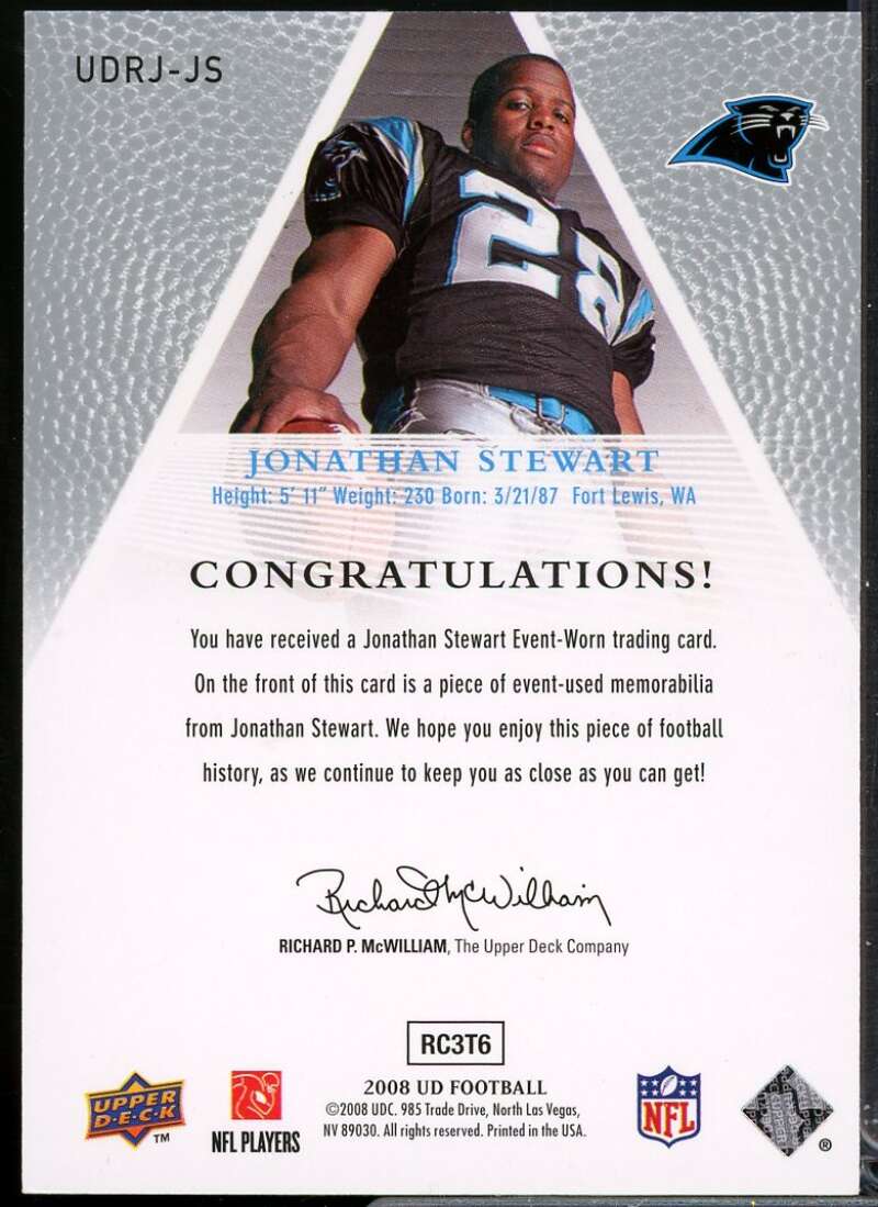 Jonathan Stewart Card 2008 Upper Deck Rookie Jerseys #UDRJJS  Image 2