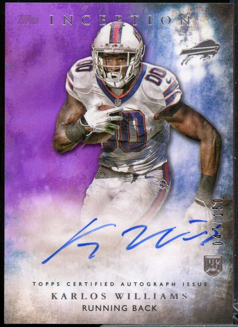 Karlos Williams AU Rookie Card 2015 Topps Inception Purple #RA41  Image 1