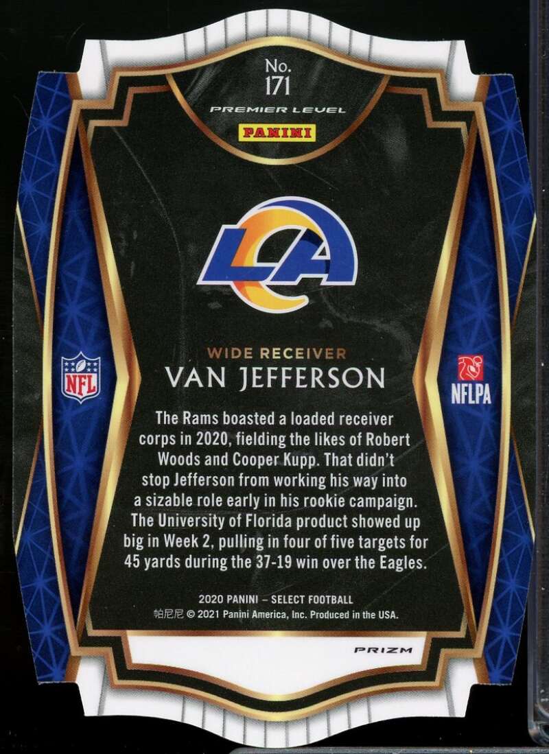 Van Jefferson Rookie Card 2020 Select Prizm Tri Color Die Cut #171  Image 2