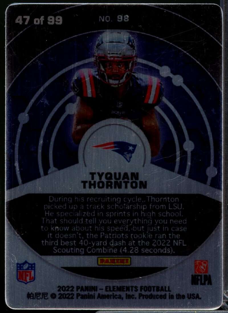Tyquan Thornton Rookie Card 2022 Panini Elements #98  Image 2