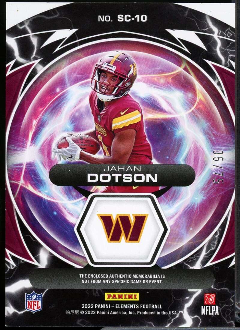 Jahan Dotson Rookie Card 2022 Panini Elements Supercharged Jerseys #10  Image 2