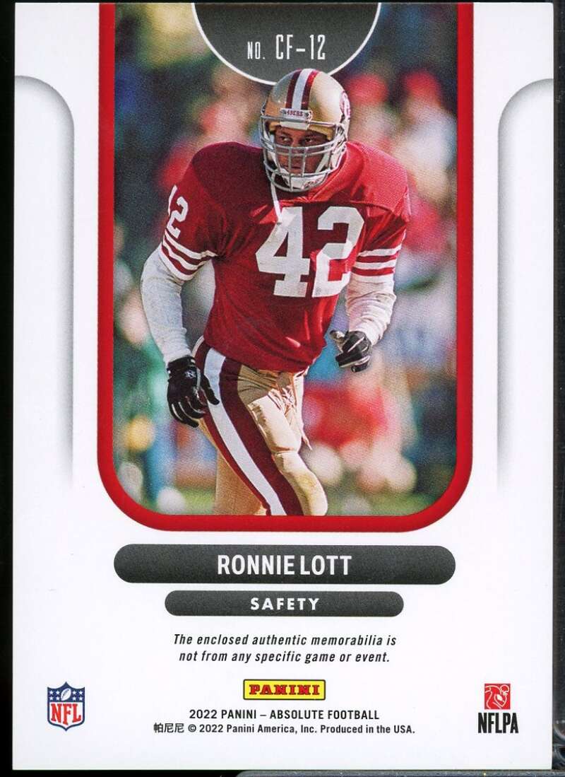 Ronnie Lott Card 2022 Absolute Championship Fabric #12  Image 2