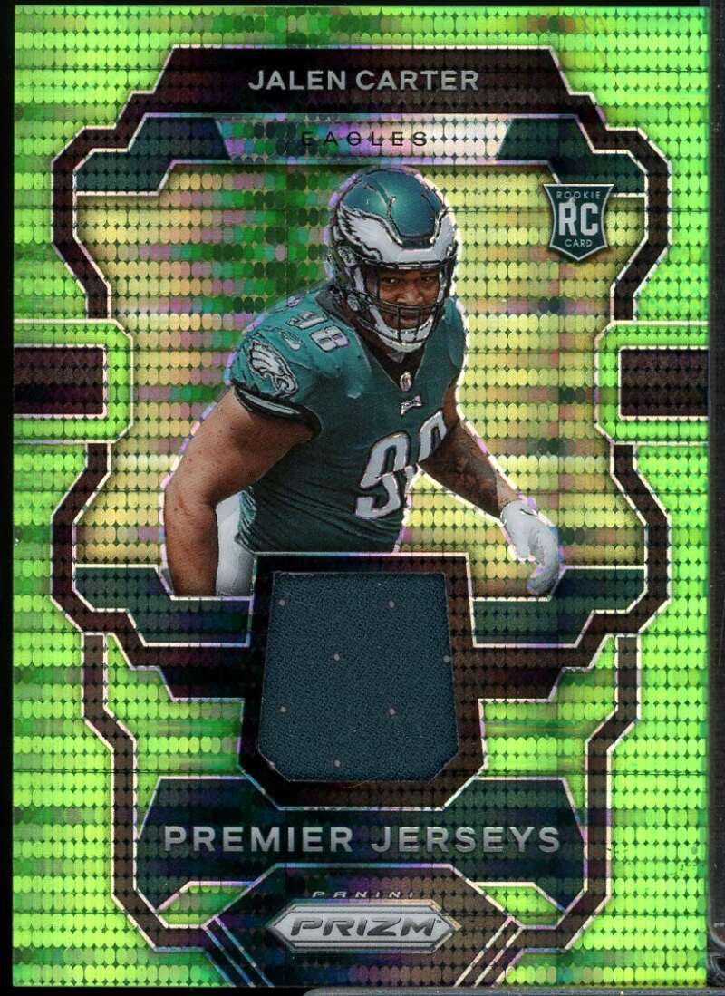 Jalen Carter Rookie 2023 Panini Prizm Premier Jerseys Neon Green Pulsar #17  Image 1