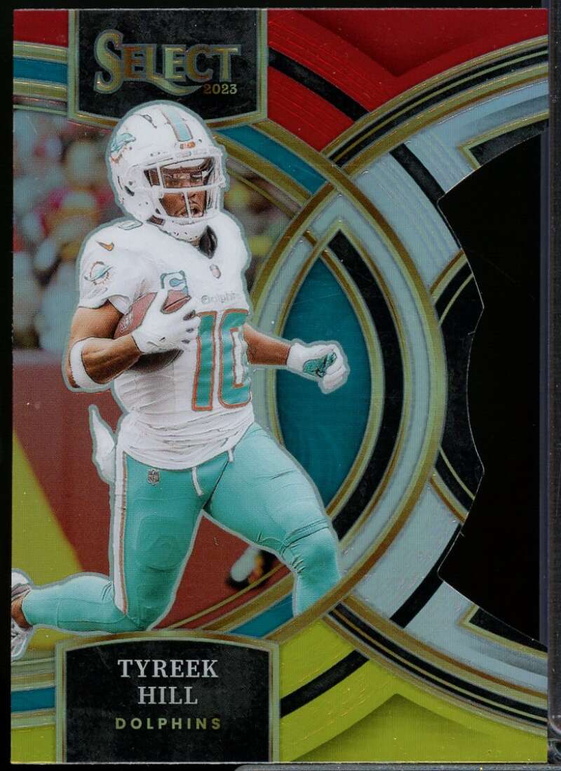 Tyreek Hill Card 2023 Select Prizm Red and Yellow Die Cut #142  Image 1