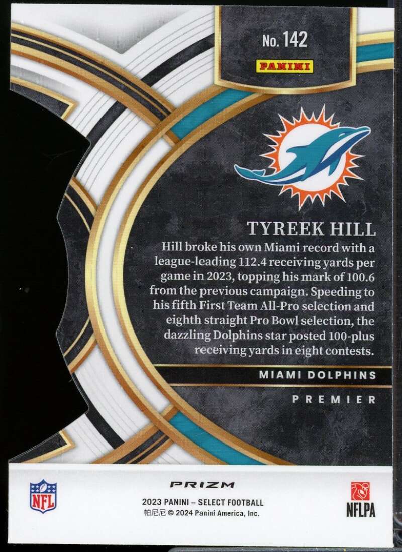 Tyreek Hill Card 2023 Select Prizm Red and Yellow Die Cut #142  Image 2