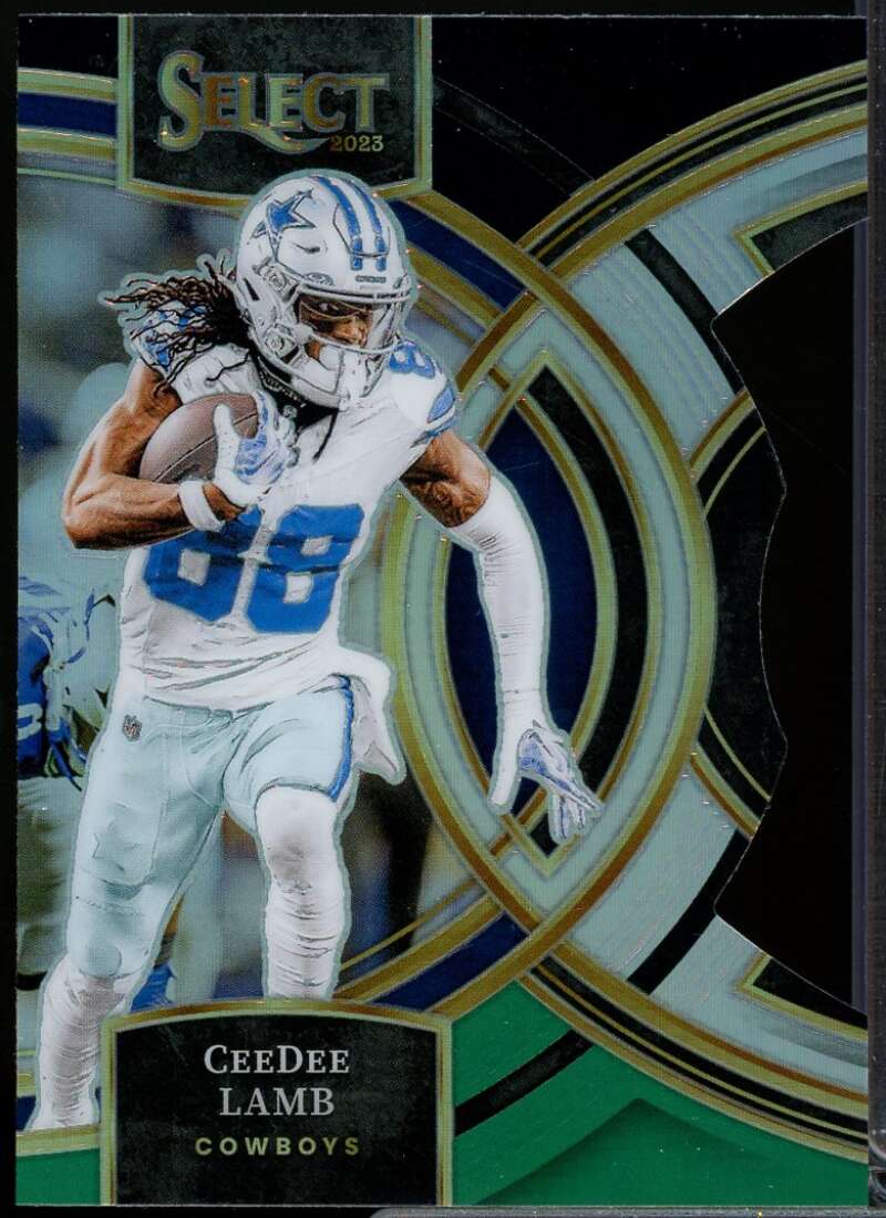 CeeDee Lamb Card 2023 Select Prizm Black and Green Die Cut #177  Image 1