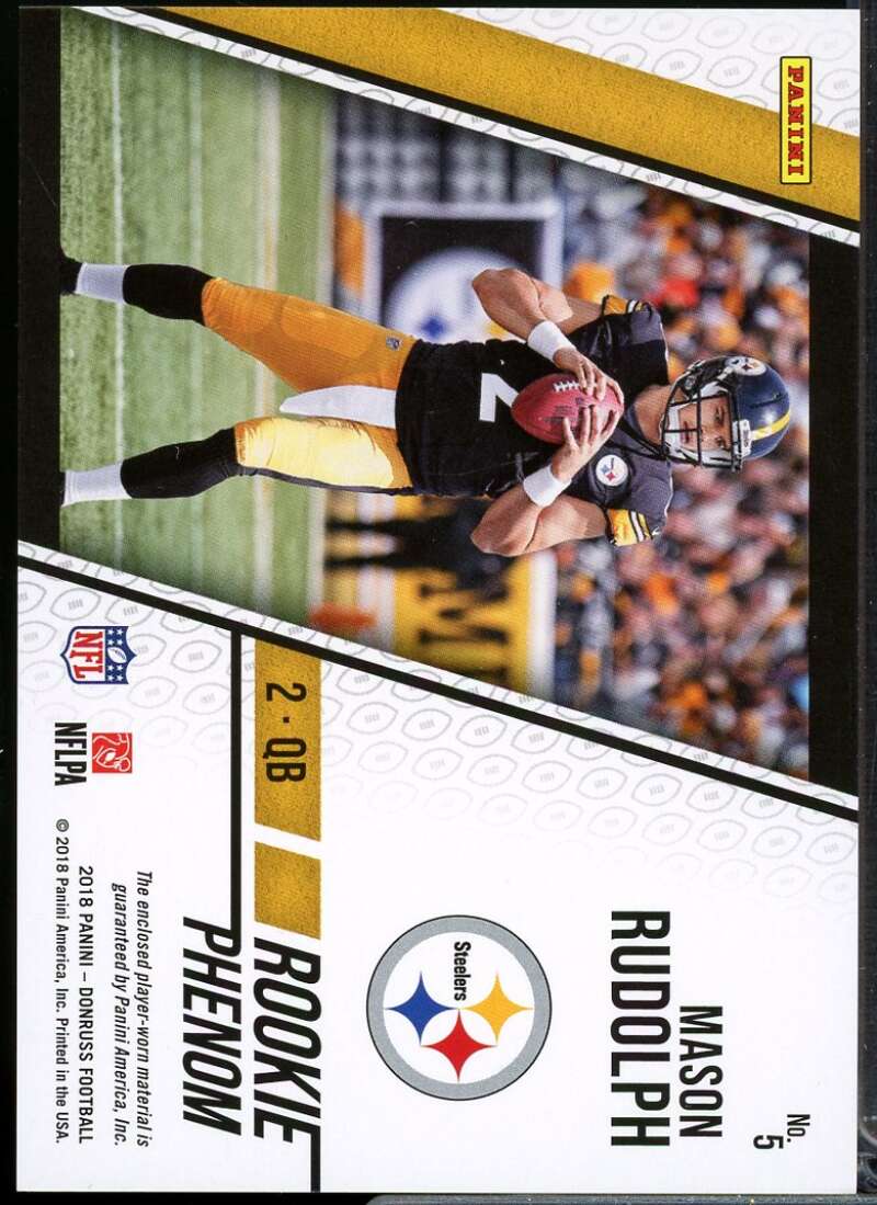 Mason Rudolph Card 2018 Donruss Rookie Phenom Jerseys Orange #5  Image 2